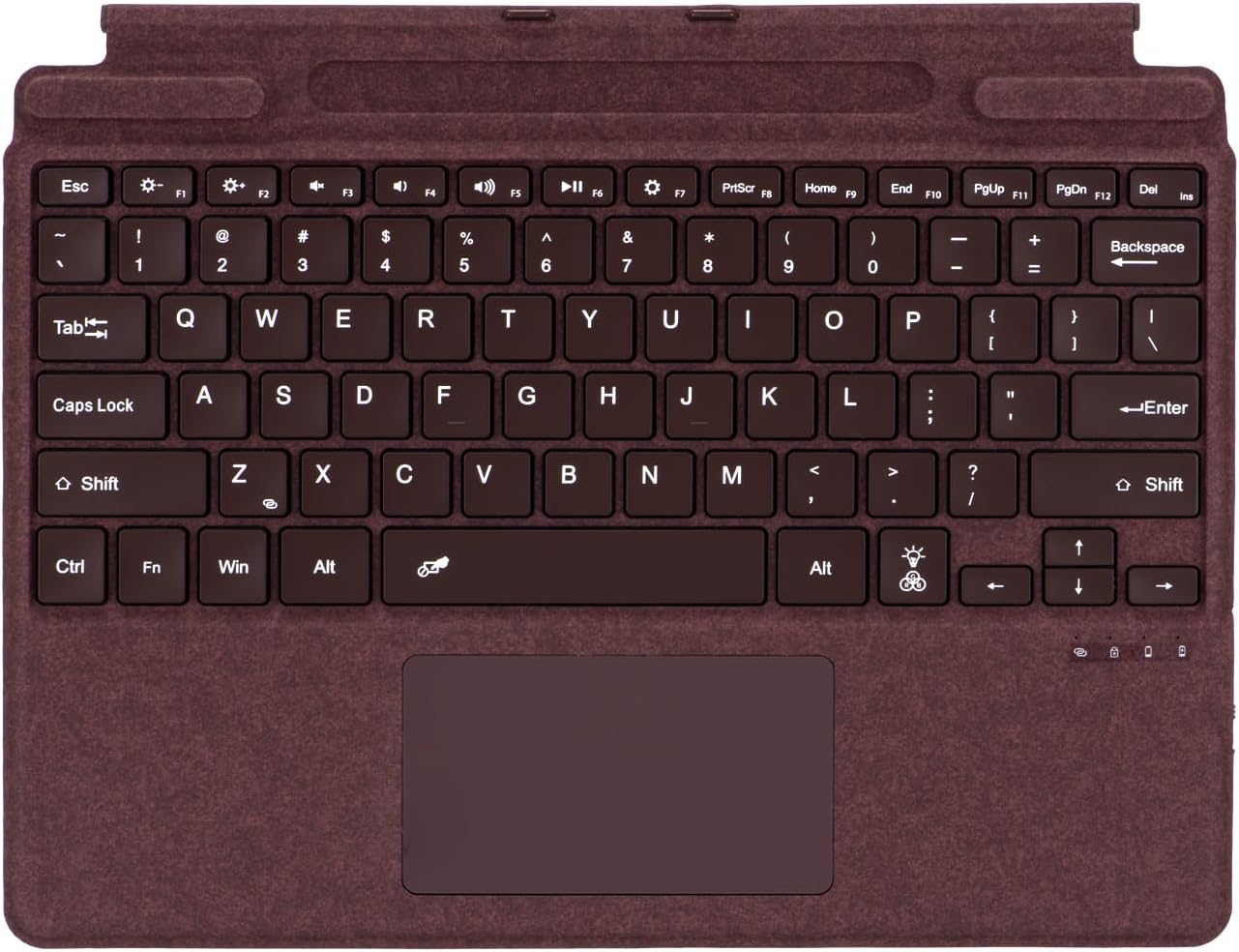 Keyboard for Microsoft Surface Pro Copilot+ (11th Edition) / Pro 11 / Pro 10 / Pro 9 / Pro 8 / Pro X, 13 inch, Detachable Type Cover with Touchpad, 7-Color Backlit & Pen Holder (Wine)