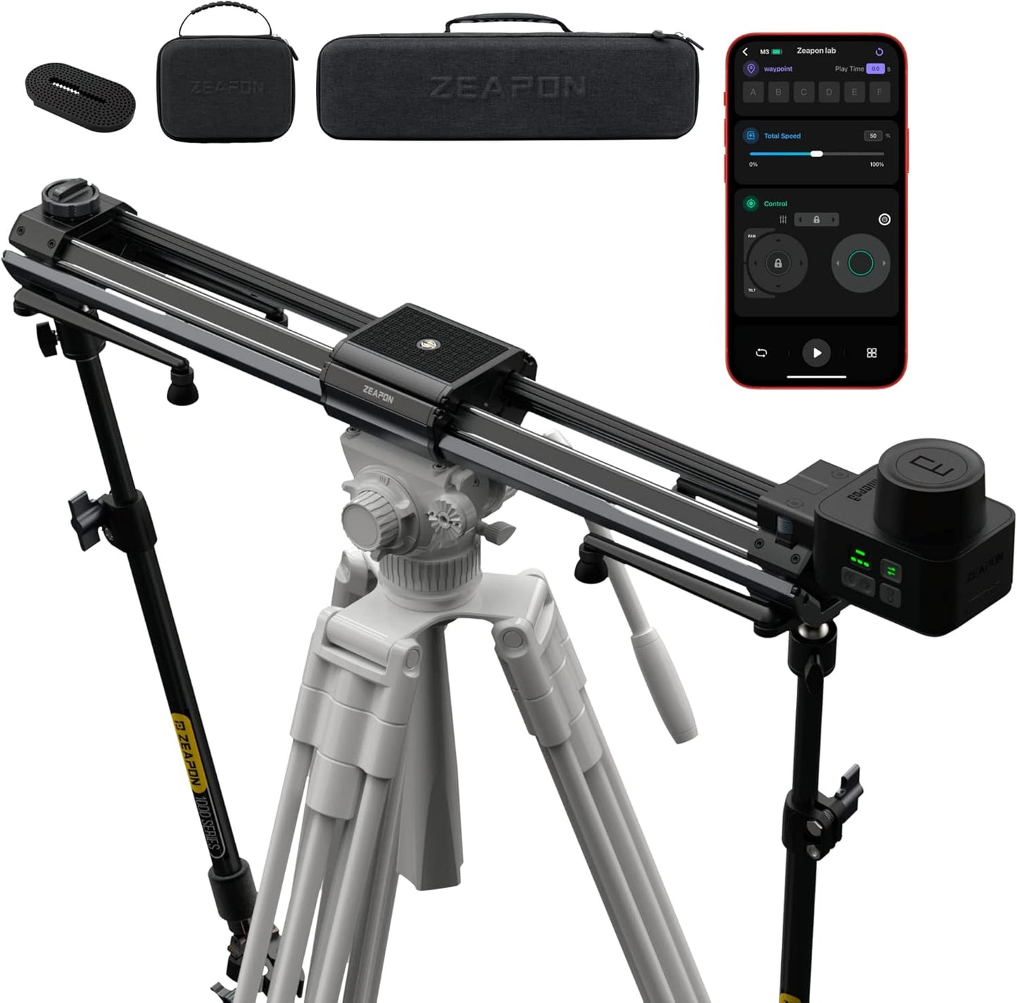 Zeapon Micro 3 E1000 Double Distance Motorized Camera Slider,42''/107cm Travel Distance,DSLR Slider with Carrying case, Motor Quick Switching, 10-26Lbs Payload and Adjustable Sliding Damping Design