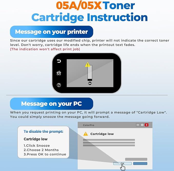 CE505A 05A Toner Cartridges Black (2-Pack) Laser Jet P2035 P2050 P2056 Compatible with HP 05A 05X Toner Cartridges for Laser Jet Enterprise P2035n P2055d P2055dn P2055x