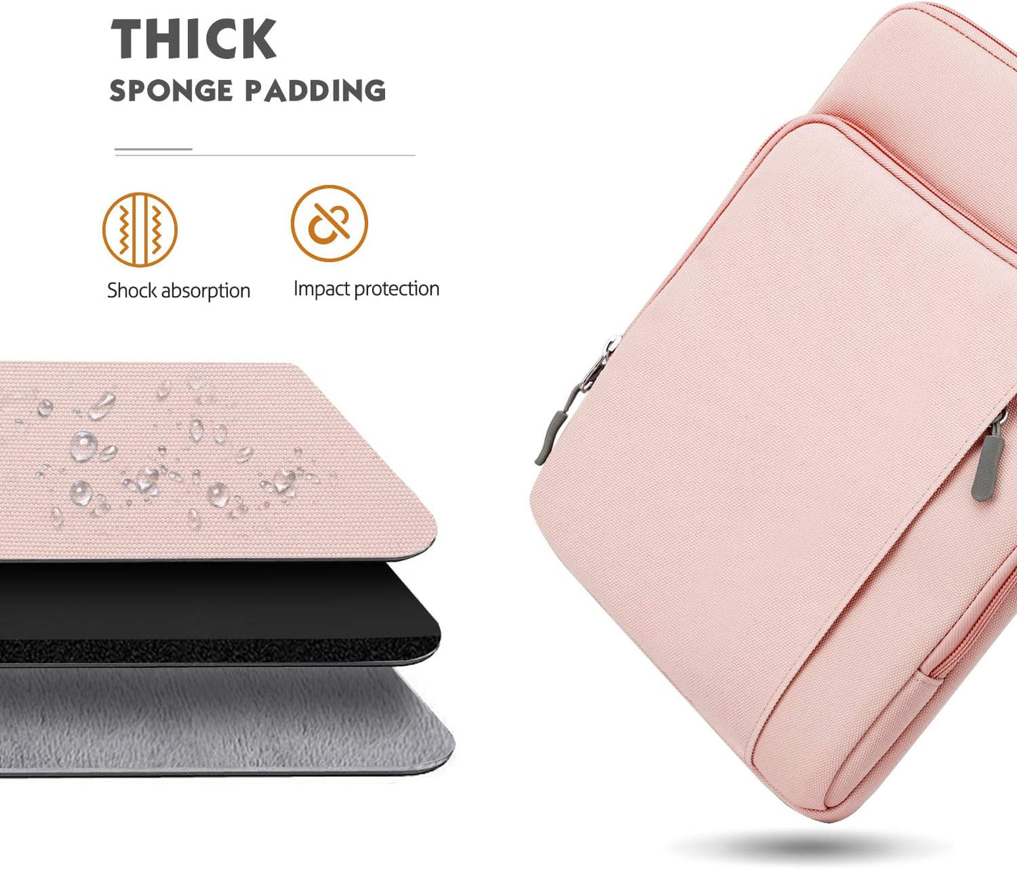 MoKo 12.9 Inch Tablet Sleeve Bag Carrying Case with Pockets Fits 13 Inch New iPad Pro M4 & Air M2 2024, iPad Pro 12.9 M2&M1, Surface Laptop Go 12.4", Galaxy Tab S8+/S9+ 12.4", Pink
