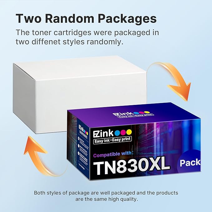 E-Z Ink Compatible TN830XL Toner Cartridge Replacement for Brother TN830XL TN830 TN 830 Toner Cartridges with Brother DCP-L2640DW HL-L2460DW HL-L2480DW HL-L2400D HL-L2405W Printer (2 x TN830XL Toner)