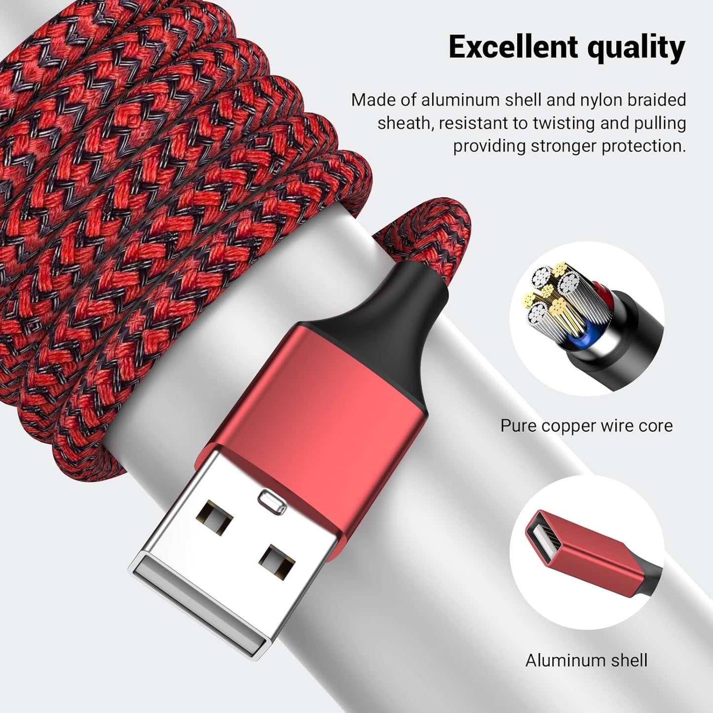 3.3FT USB Splitter 3 in 1 Out, A Male to 3 Female Extension Cable, USB Y Splitter Support Charging and Data Transfer for TV/PC/Laptop/MacBook/Keyboard/ PS4/ PS5/ Flash Drive/LED Etc.(Red)