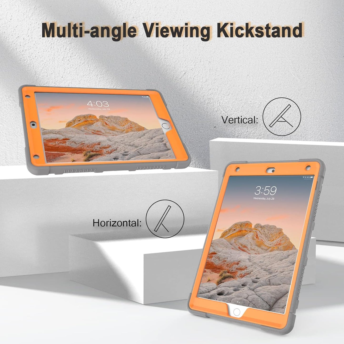 Rantice iPad 9th Generation Case, iPad 8th Generation Case, iPad 7th Generation Case, Hybrid Shockproof Rugged Drop Protection Cover with Kickstand for iPad 10.2'' (Gray+Orange)