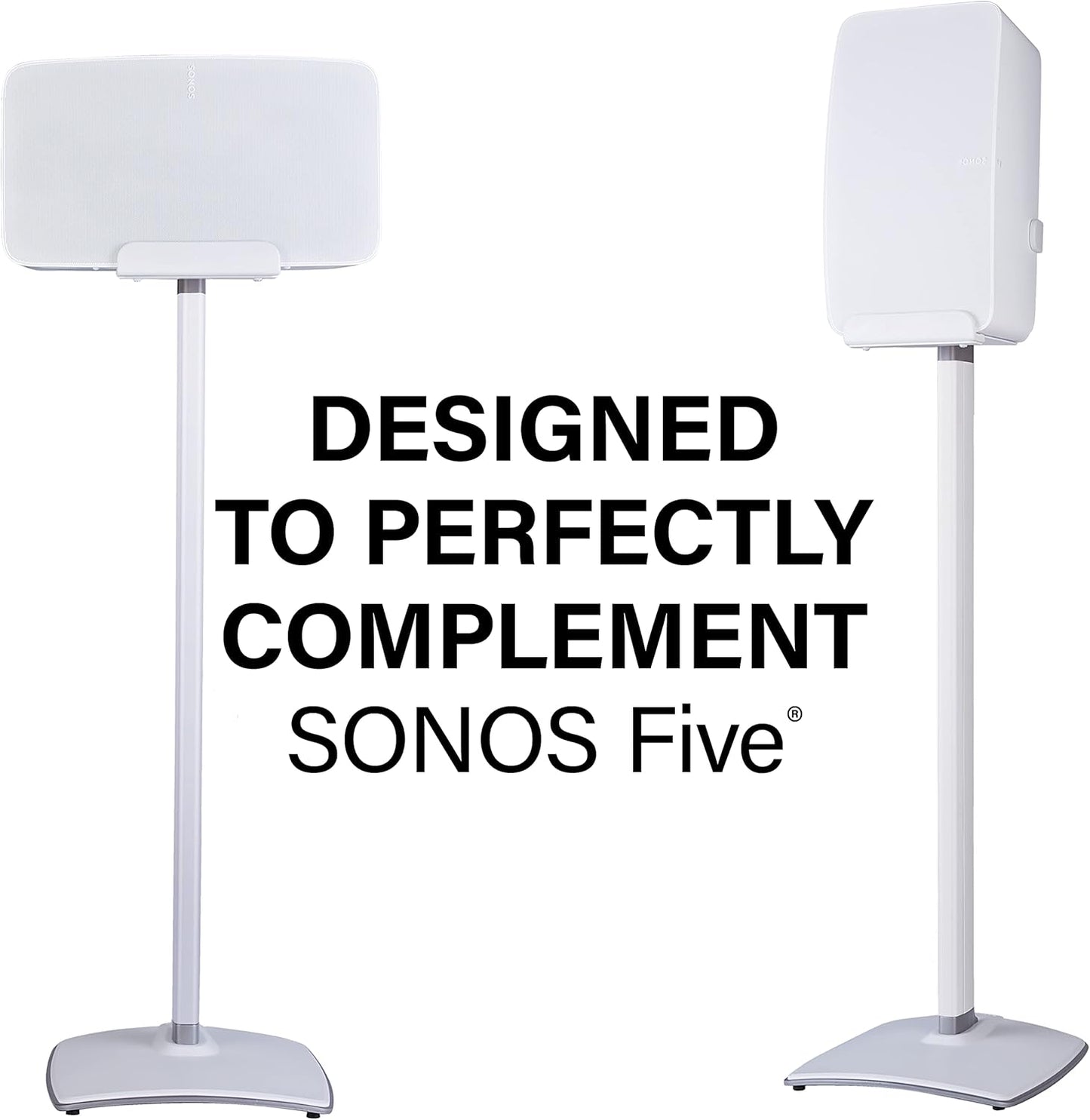 Sanus Wireless Speaker Stand for Sonos Five and Sonos Play:5 - Audio Enhancing Design for Vertical & Horizontal Audio with Built-in Cable Management & Premium Alloy Materials - OSS52 (White)