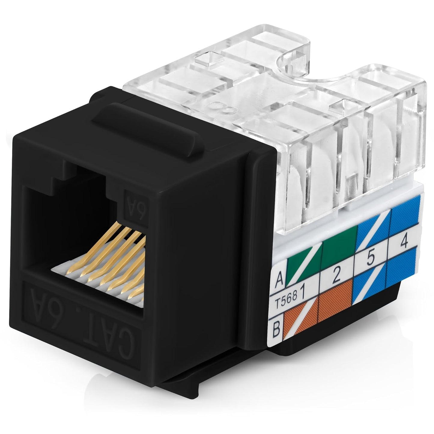 Everest 90° Angled RJ45 Cat6A Keystone Jacks 100-Pack in Black - Slim Profile Female RJ45 Connectors - Cat 6A Keystone Jack - Compatible with 90° Angled Speed Termination Tool - easyJACK (B094WB91H3)