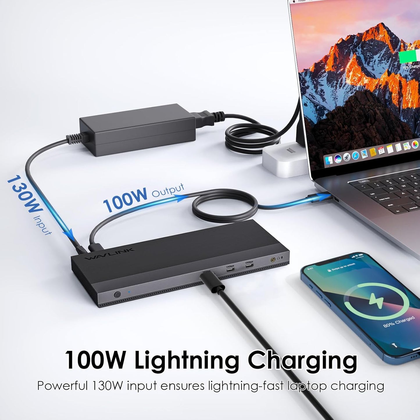 Laptop Docking Station, Docking Station 3 Monitors with 2* DP+HDMI, 130W PD Charger, USB-C/A 10Gb, 3* USB-A 5Gb, Audio, Gigabit Ethernet, TF/SD for Lenovo HP Dell, Windows System Computer