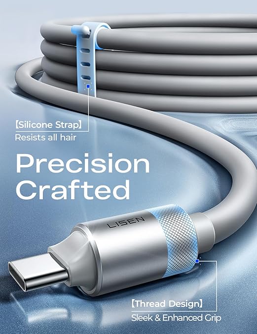 LISEN USB C Cable 10FT, Chubby 100W USB C to USB C Fast Charging Cable, Soft Silicone Long USBC to USBC for iPhone 17 Air 16 15 Pro Max, Samsung S25, MacBook Pro/Air, Switch 2, iPad