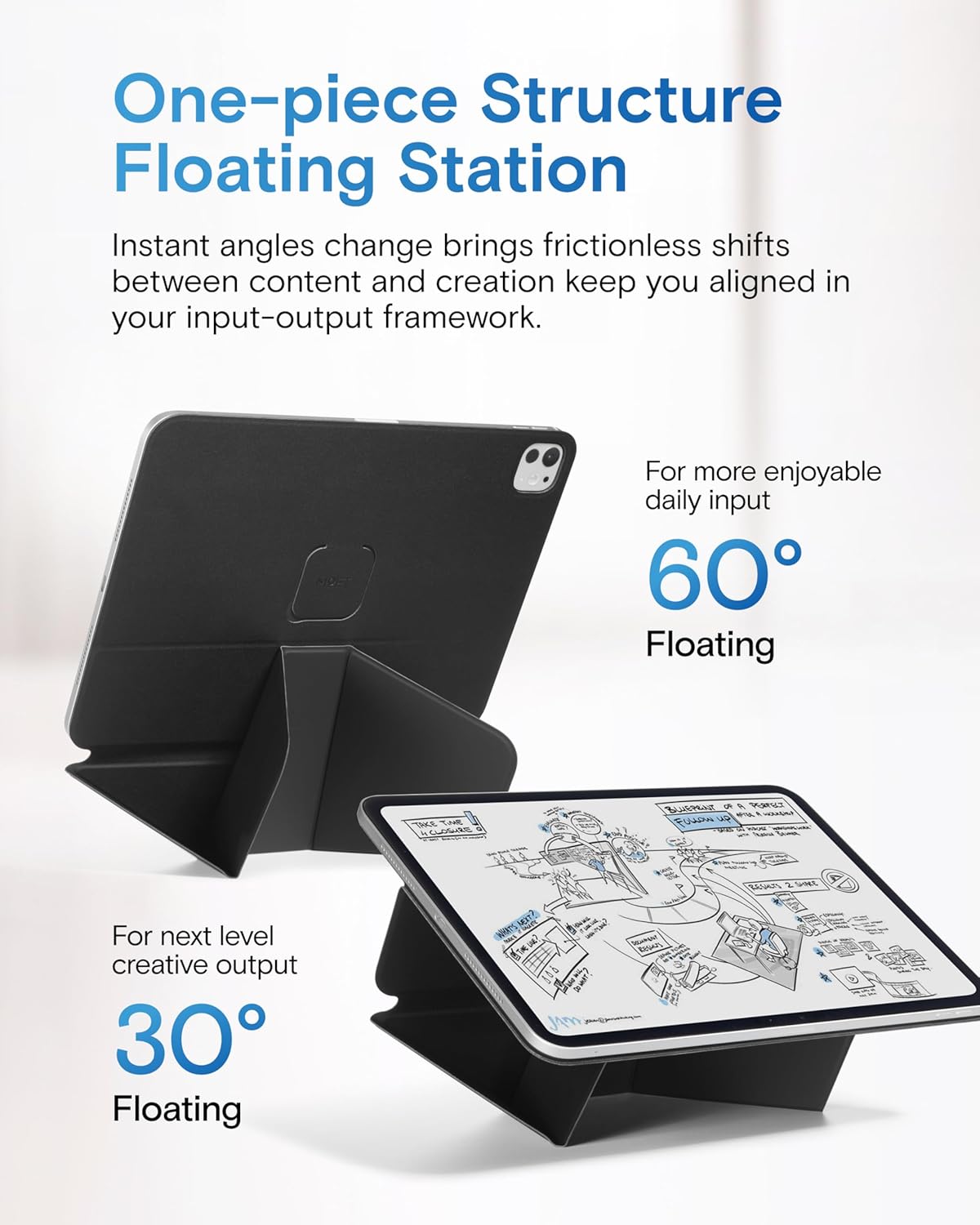 MOFT Dynamic Folio Case for iPad Air 13 Inch M3/M2 (2025/2024), iPad Pro 12.9 6th/5th/4th Gen, Silm Magnetic Stand Case with 20+ Viewing Angles, Auto Wake/Sleep, Jet Black