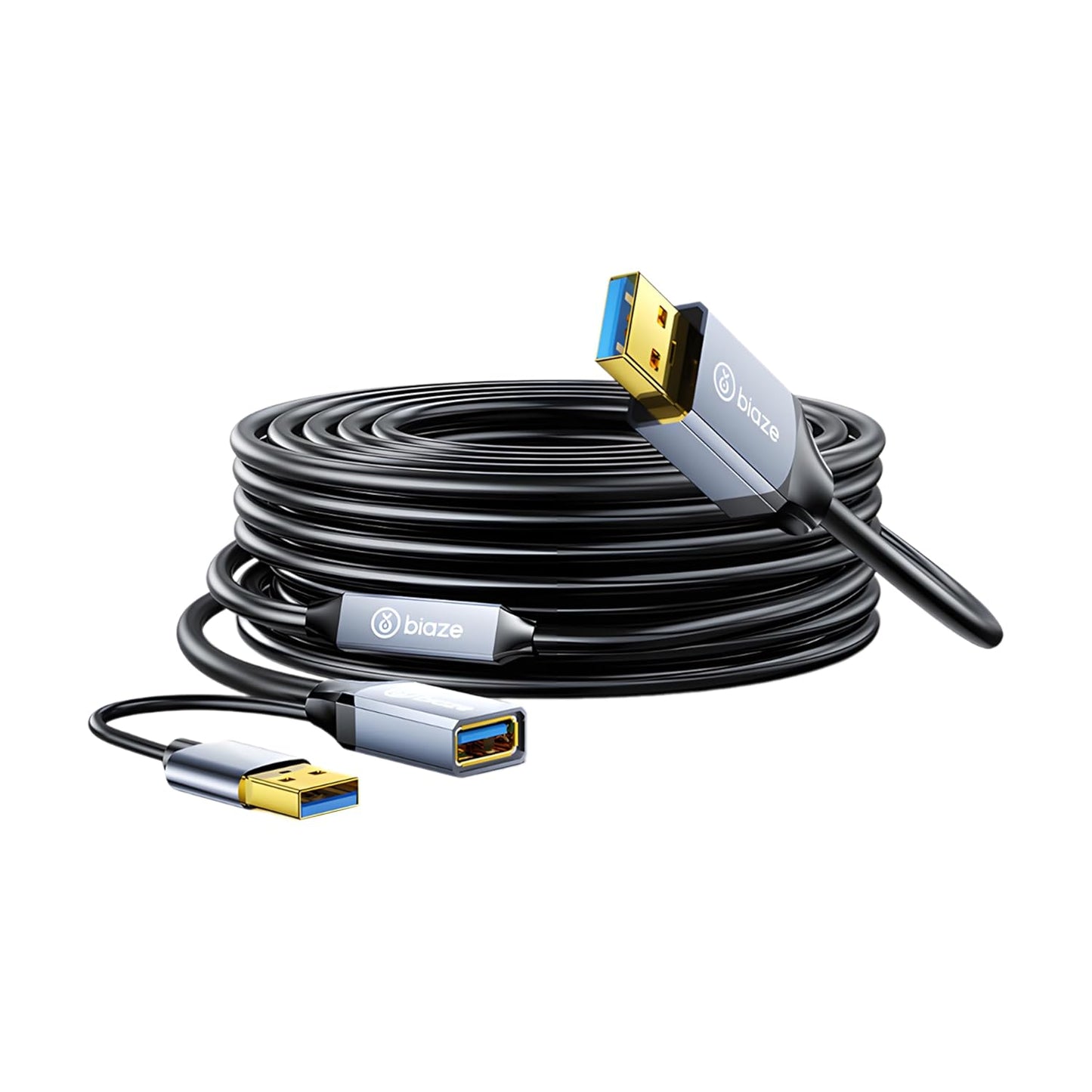 USB Extension Cable USB 3.0 Extension Cord Type A Male to Female Cord Nylon Braided High Data Transfer Compatible with USB Keyboard, Mouse, Flash Drive(50ft)