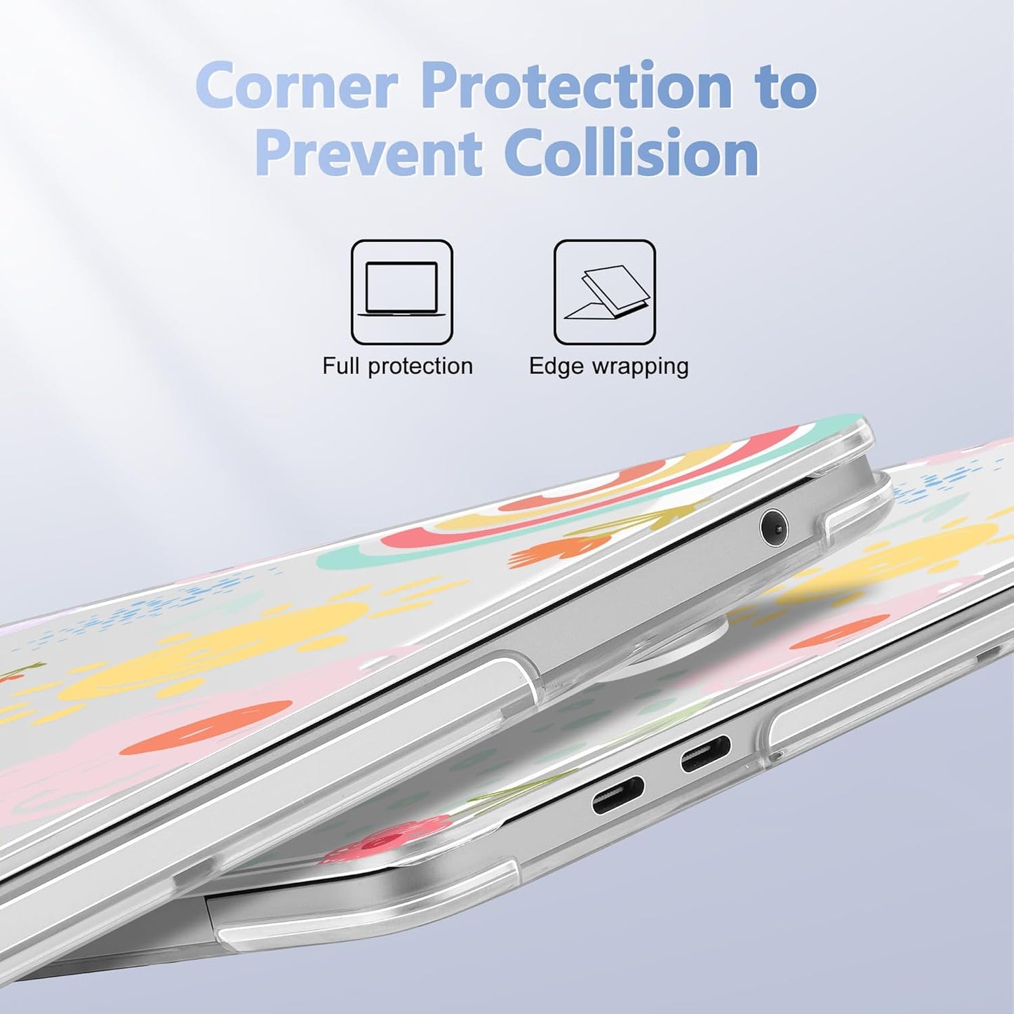 May Chen Case for MacBook Pro 13 inch M2 2023,2022,2021,2020 A2338 M1 A2251 A2289, Plastic Hard Shell Case for MacBook Pro 13" with Touch Bar Fits Touch ID, Rainbows Flowers