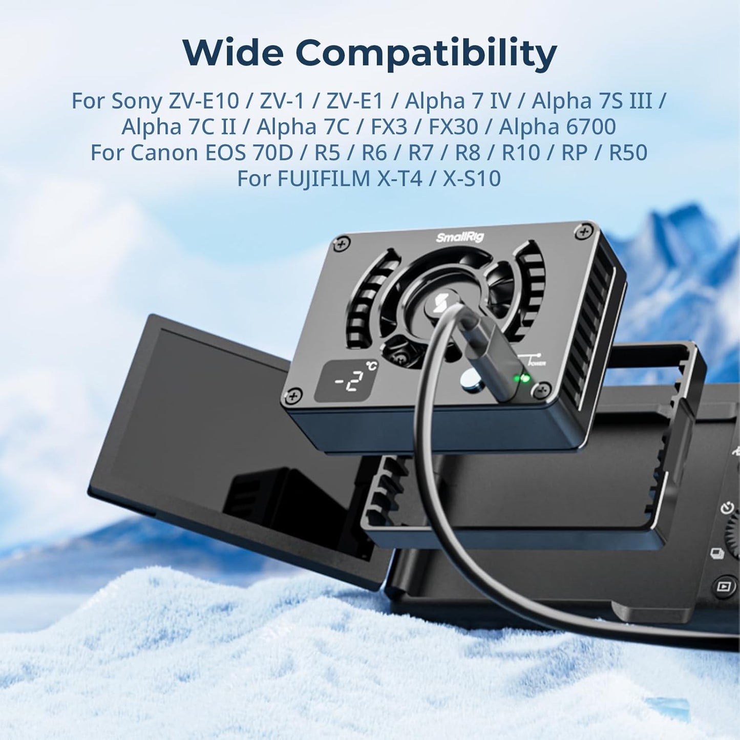 SmallRig Camera External Cooling System for Sony/for Canon/for FUJIFILM, Snap-On Cooling Fan with TEC Cooling Module for Sony ZV-E1/A7 IV/A6700/FX3, for Canon R5/R6, for FUJIFILM X-T4/X-S10