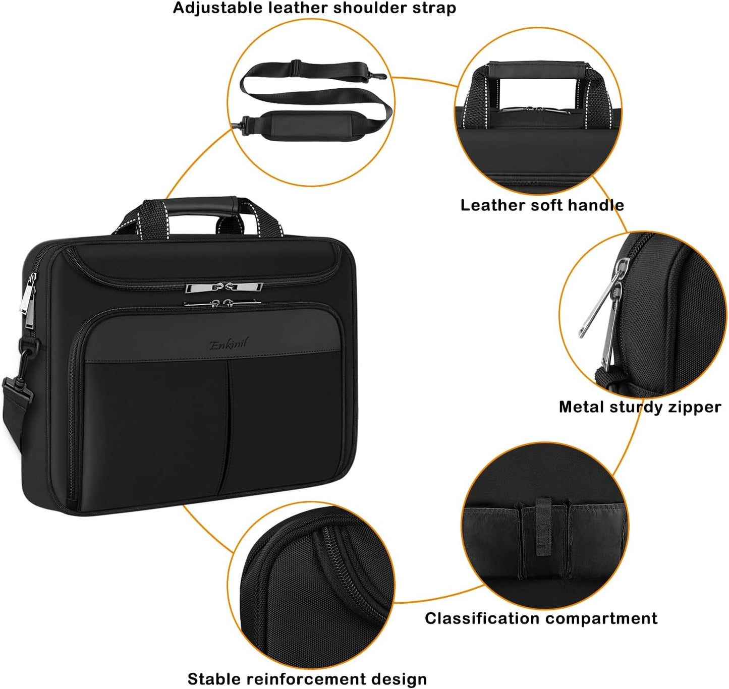 17 inch Waterproof Protective Laptop Messenger Briefcase with Adjustable Shoulder Strap, Men Women Travel/Business Bag Compatible with HP ZBook,ThinkPad,DELL Inspiron