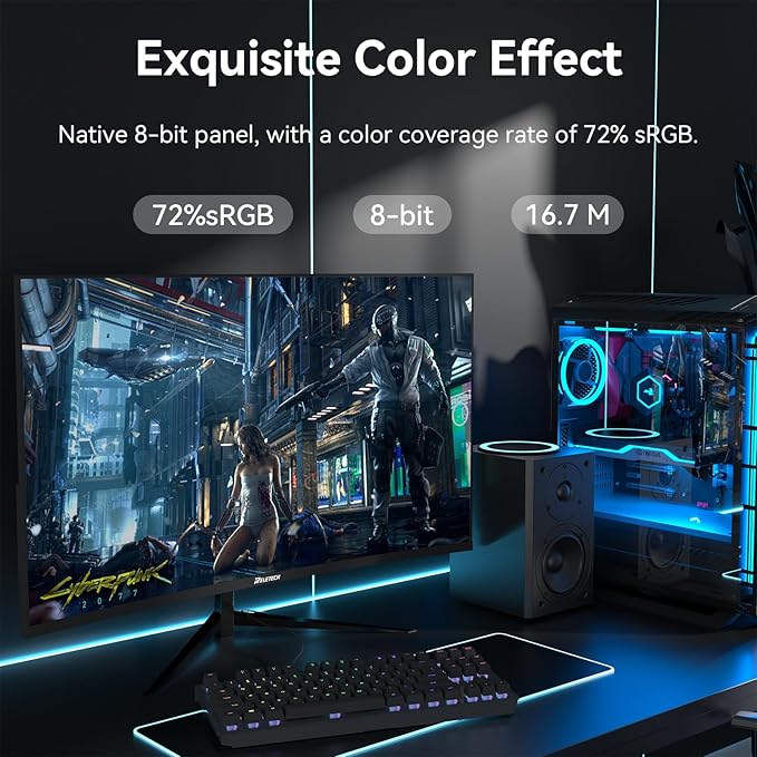 27Inch Ultrawide Curved 180Hz Gaming Computer Monitor -2K QHD(2560x1440) 1800R PC Screenr, 4000:1 Contrast Ratio, 1x Display Port, 2X HDMI ，（G27X Flex Pro）