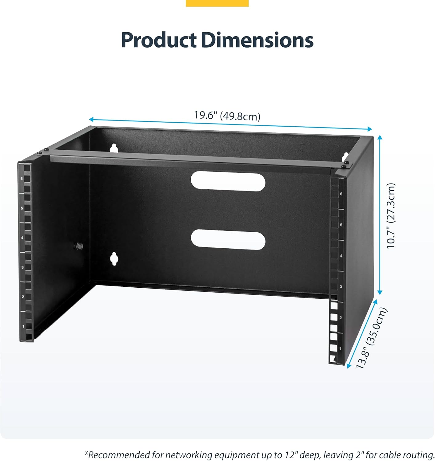 StarTech.com 6U Wall Mount Network Rack - 14 Inch Deep (Low Profile) - 19" Patch Panel Bracket for Shallow Server and IT Equipment, Network Switches - 44lbs/20kg Weight Capacity, Black (WALLMOUNT6)