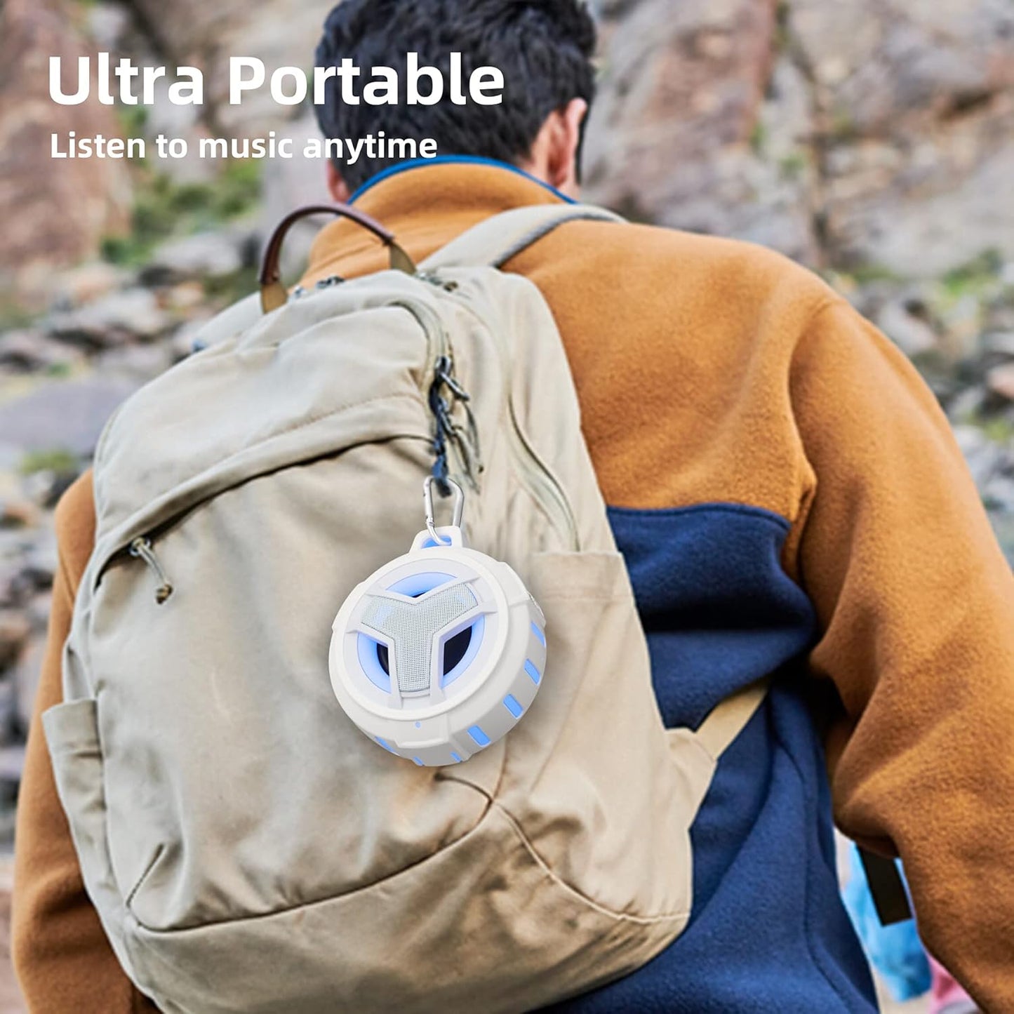 EBODA Bluetooth Shower Speaker, IPX7 Waterproof Portable Wireless Small Speakers, Floating, 2000mAh with Light for Home, Pool, Beach, Boat, Kayak Accessories, Gifts for Men, Women - White