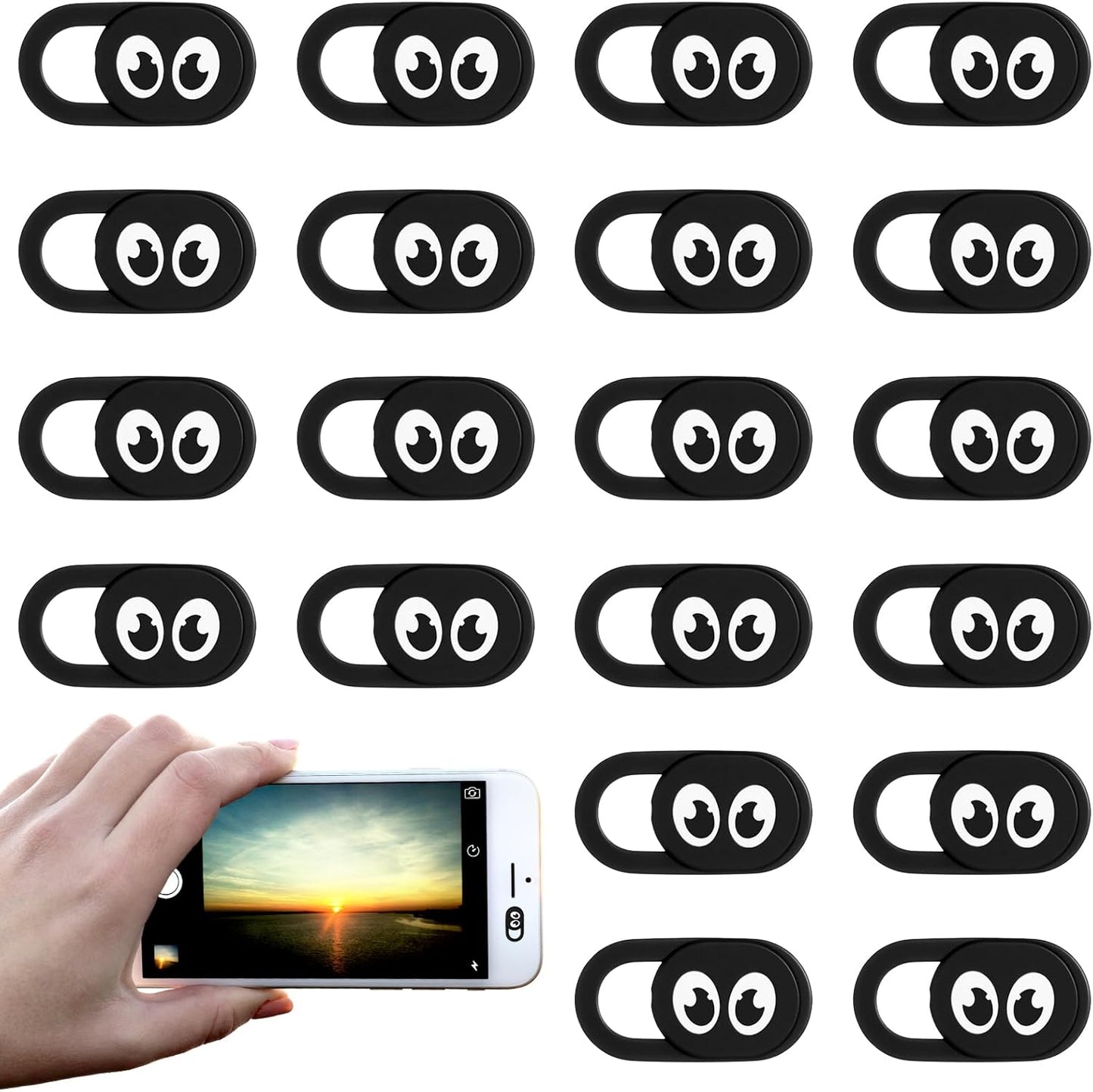 20 Pcs Webcam Cover Slide, 0.023 Inch Ultra Thin Universal Laptop Camera Cover Slide Webcam Covers Cameras Blocker Slider Camera Cap for Laptop, Computer, Great for Privacy