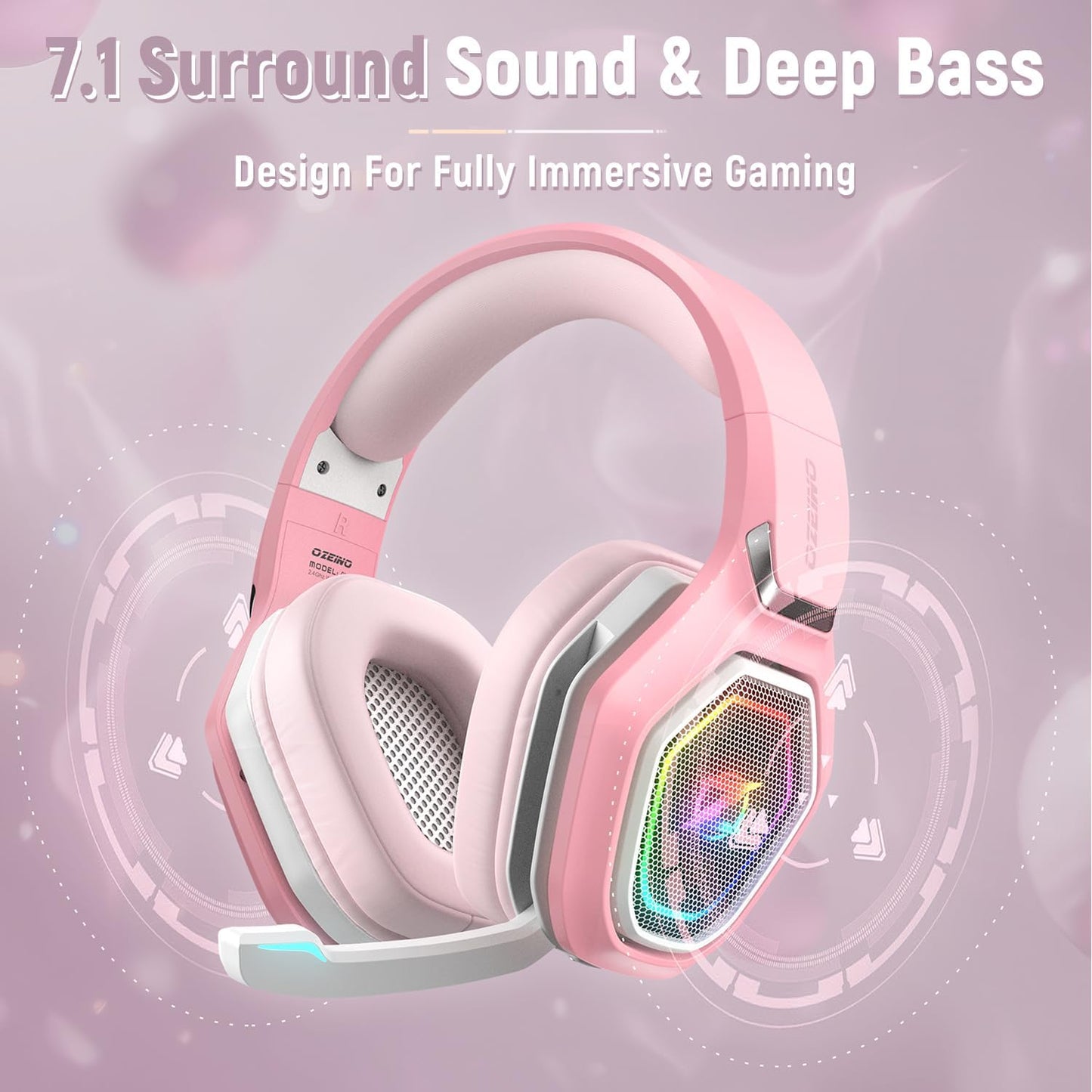 2.4GHz Gaming Headset Wireless with Flip Mic for Ps5, Ps4, PC, Gaming Headphones with USB-A & USB-C Transmitter, 40Hr Battery Bluetooth Headset for Laptop, Mobile, Mac