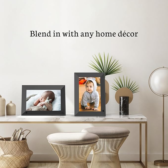 BSIMB 8 Inch Digital Picture Frame Touch Screen, 1280x800 HD WiFi Electronic Photo Frame Album Display 16GB, Share Pictures/Videos via App/USB/SD Easy Setup Gifts for Mom, Auto-Rotate, Solid Black