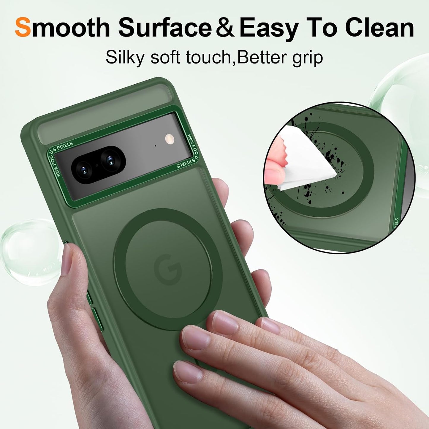 Magnetic for Google Pixel 7 Case, [Military Grade Drop Protection] [Compatible with MagSafe] Shockproof Slim Translucent Matte Anti-Slip for Women Girls Men Case, Forest Green