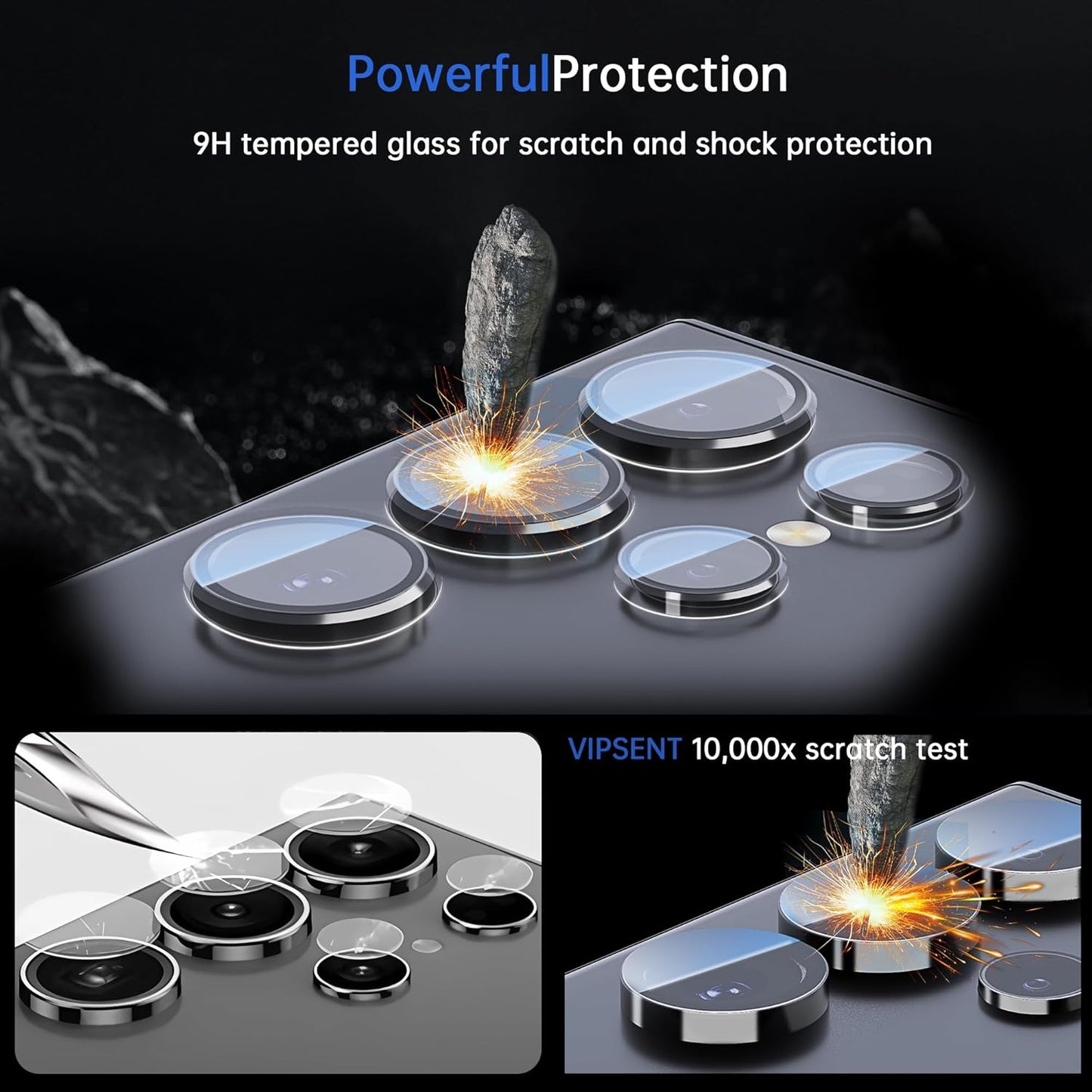 For Samsung Galaxy S24 Ultra Camera Lens Protector, Individual Lens Protector, Ultra HD 9H Tempered Glass Screen Protective Cover, Anti-scratch, Military Grade Drop Protection 2 Set. (Clear, S24 Ultra)