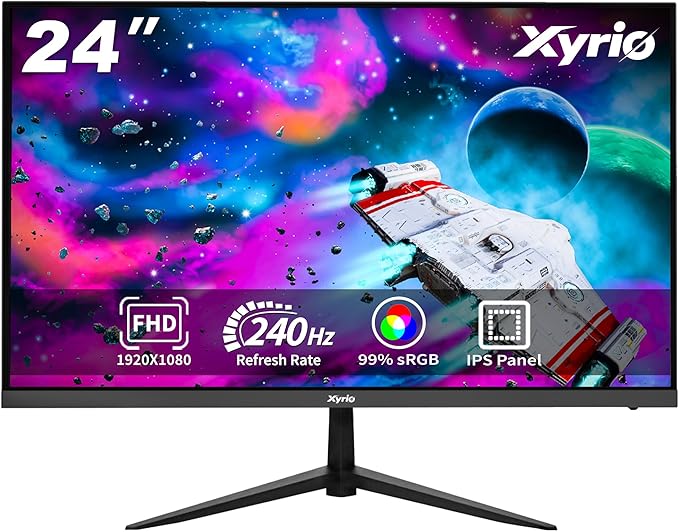 Gaming Monitor, 23.8'' Gaming Monitor FHD(1920x1080) 240Hz, Computer Gaming Monitors w/AMD FreeSync|1ms Display, Gaming Monitors w/ 100% sRGB, Build-in Speakers, VESA, Eye Care|Anti-Glare|Black
