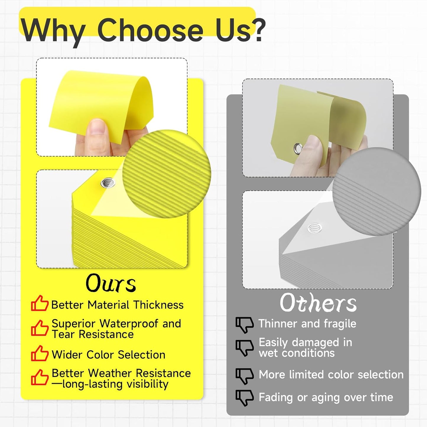 100Pcs Shipping Tags with Wire Ties Plastic Hang Tags for Labeling Blank Tags with Holes Waterproof Equipment Moving for Outdoors Auto Parts Luggage Garage Inventory(Yellow, 4 3/4" x 2 3/8")