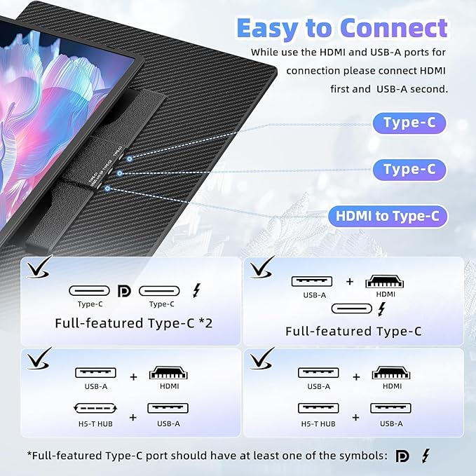 15.6" Laptop Screen Extender Monitor - Detachable Triple Monitor FHD 1080P IPS 120% sRGB 235° Rotation Travel Extra Screen Compatible with Wins Mac Chrome Dex Fits 13-17" Laptop