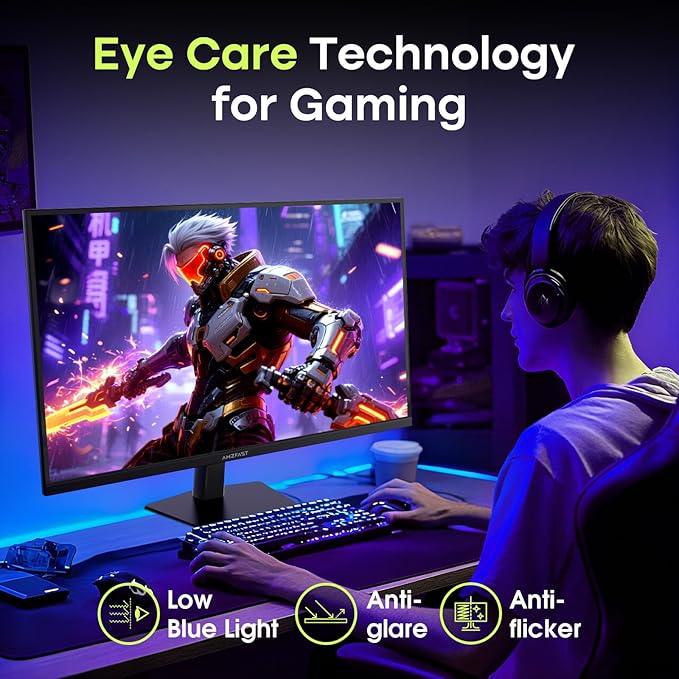 Amzfast 27 Inch 240Hz Gaming Monitor, FHD Fast VA Panel 4000:1 Contrast Computer Monitor with Speakers, HDMI DP Ports 125% sRGB VESA Support for Gmaing Office (One DP Cable Included, AMZG27F5 Pro)