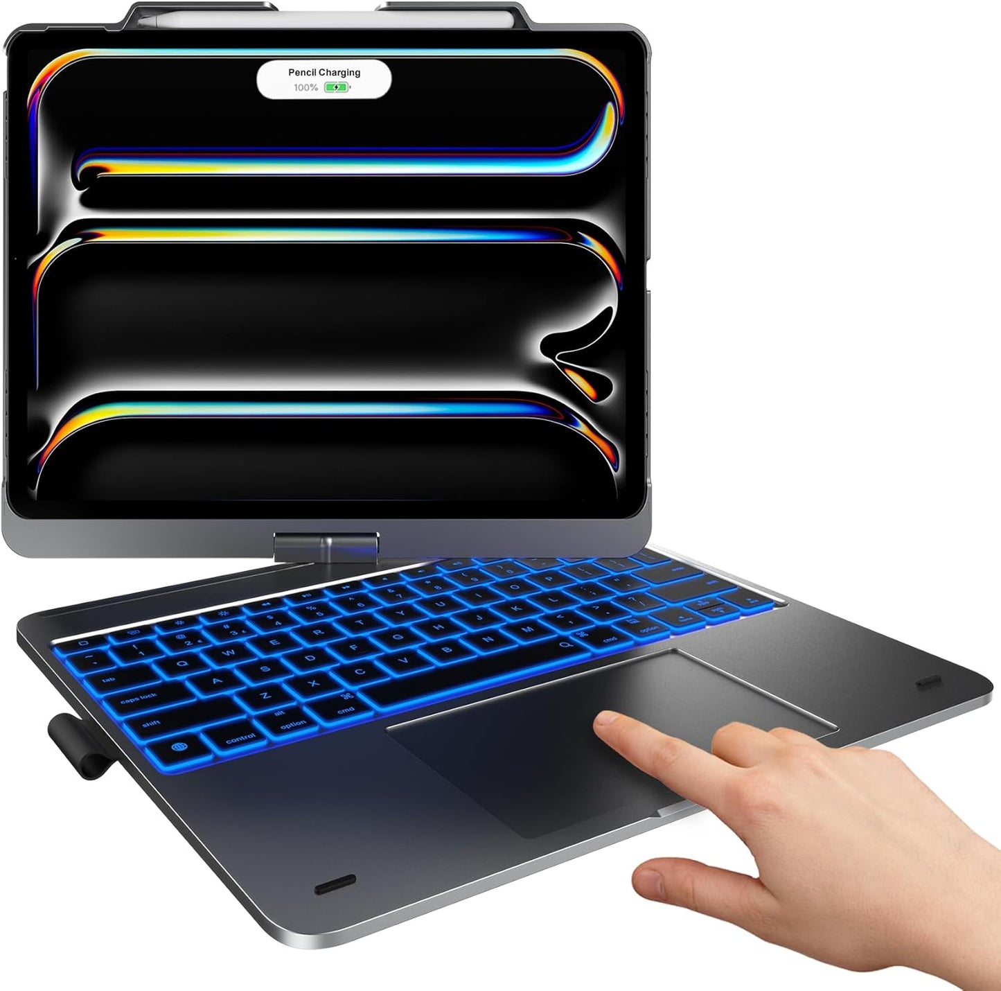 typecase Touch Case with Keyboard for iPad Pro 13-inch(M4, 2024), iPad Air 13-inch(M3, 2025/M2, 2024) & iPad Pro 12.9(6th/5th/4th/3rd Gen), Trackpad, 360° Rotatable, 11-Colors Backlit, Midnight Gray
