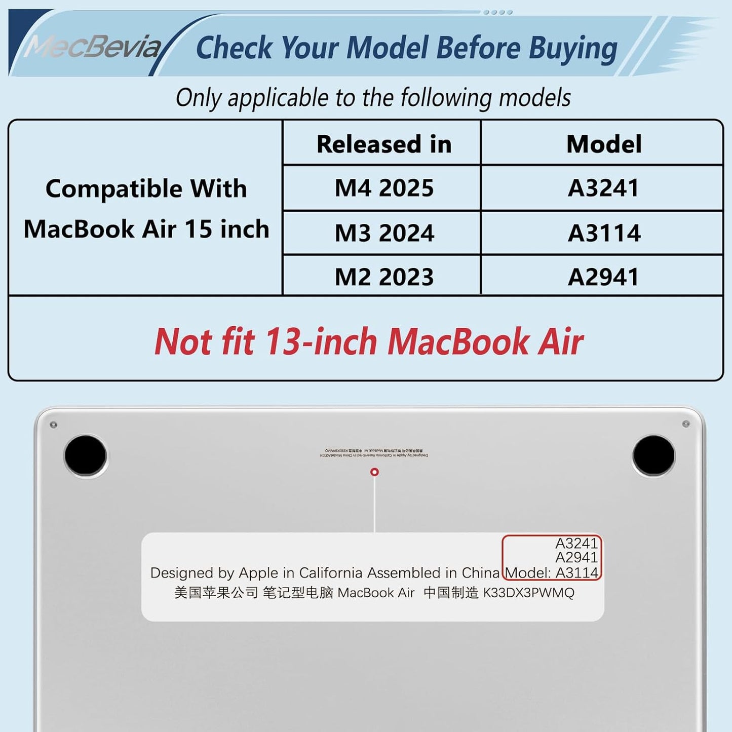 Compatible with MacBook Air 15 inch Case, M4 A3241/M3 A3114/M2 A2941 (Released 2025 to 2023), Hard Shell, Keyboard Cover, Screen Protector, Webcam Cover & Type-C Adapter, White Alstroemeria