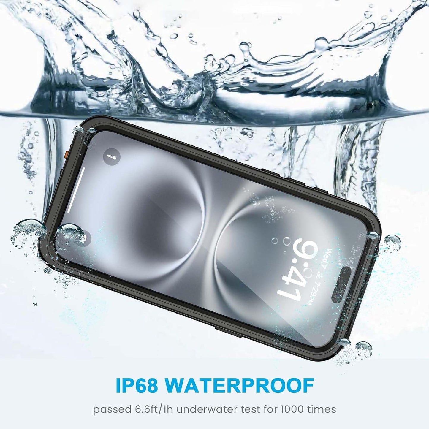 Lanhiem for iPhone 16 Plus Case, IP68 Waterproof Dustproof Shockproof Cases with Built-in Screen Protector, 360 Full Body Heavy Duty Rugged Phone Cover for iPhone 16 Plus - 6.7 inch (Black/Clear)