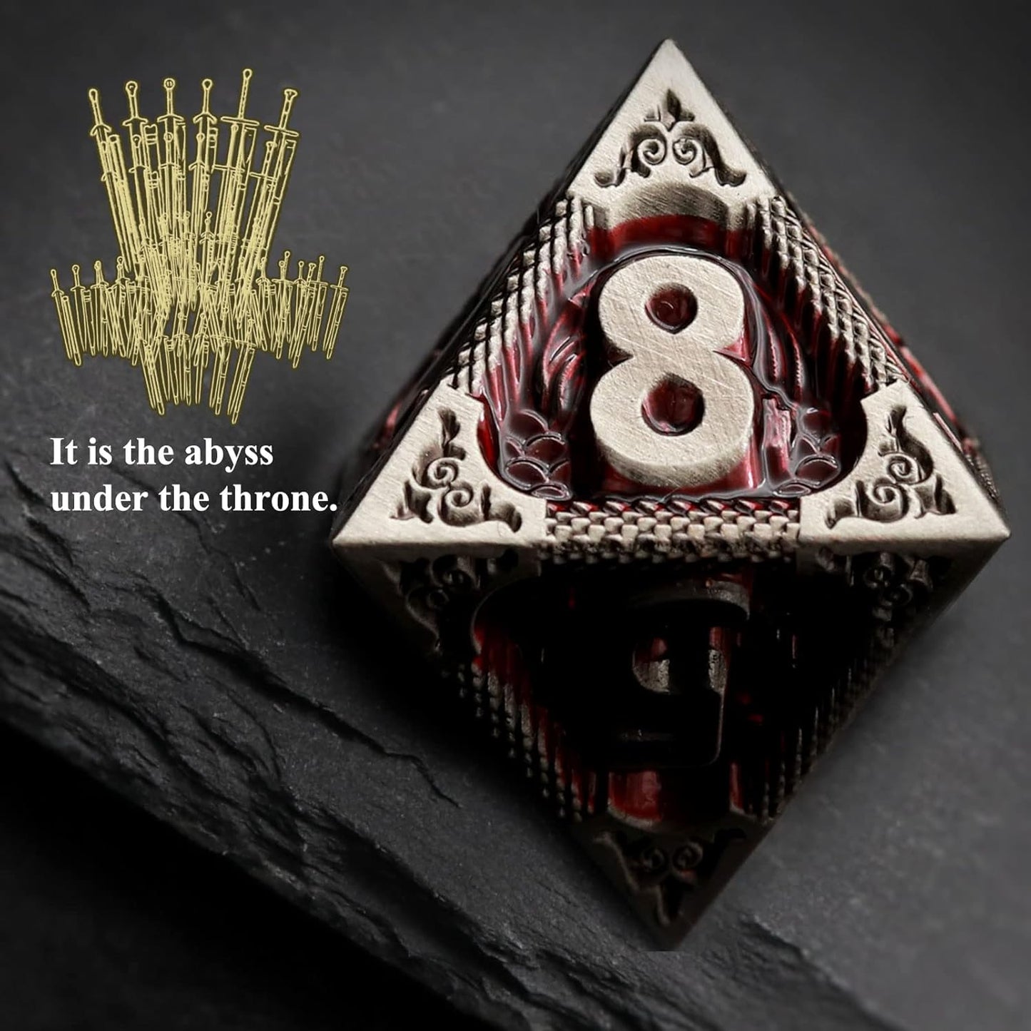 Haxtec DND Dice Set Metal D&D Dice Set with Leather Dice Bag Antique Iron Red Metal Polyhedral Dice Compatible with Dungeons and Dragons TTRPG Gifts