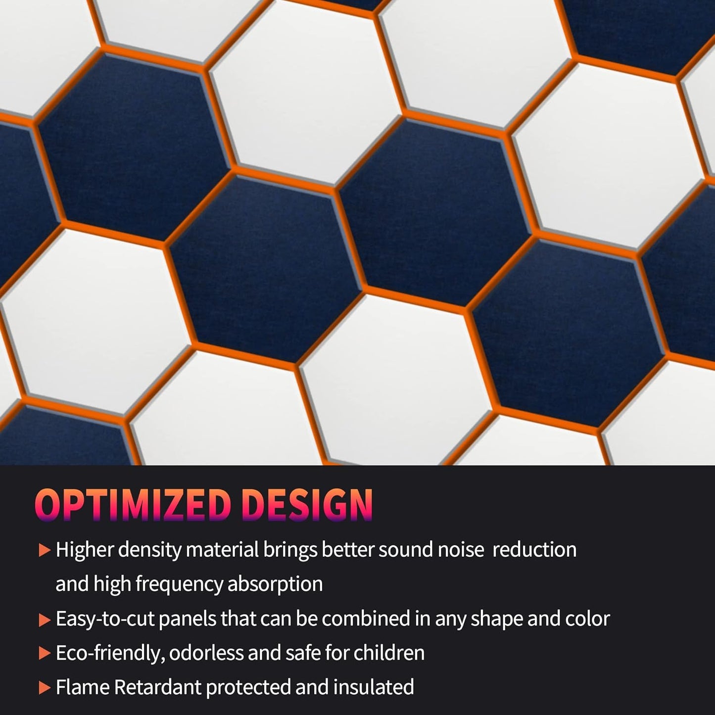 Mollywell Hexagon Acoustic Panels, High Density, Soundproofing, Decorative Noise Reduction Felt Wall Tiles for Ceilings, Home Office & Gaming Room (Moon and Silver Gray), 14x12x0.4 Inch
