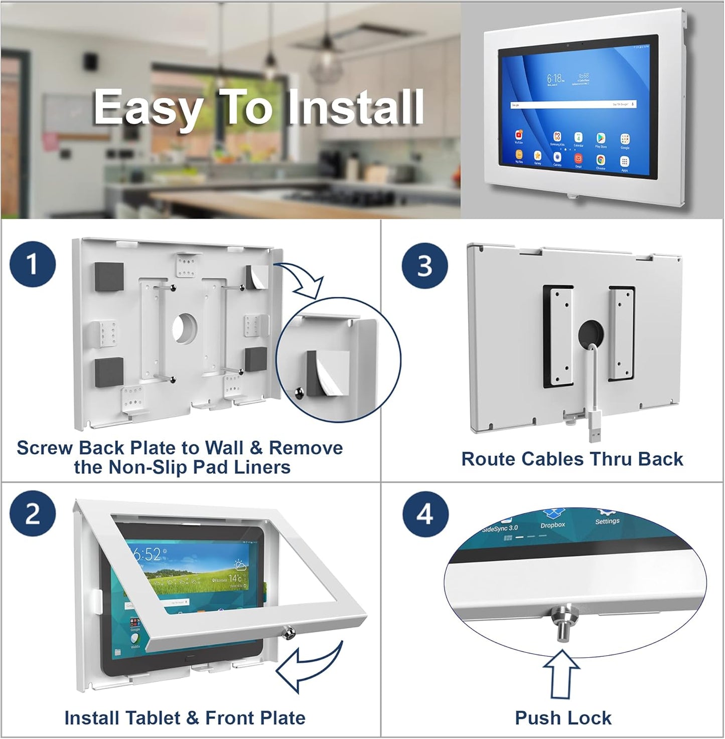 TABcare Locking Anti-Theft Metal Case for Samsung Galaxy TAB A 10.5" Tablet for Kiosk, POS, Store, Show Display, Time Clock (TAB A 10.5, White)
