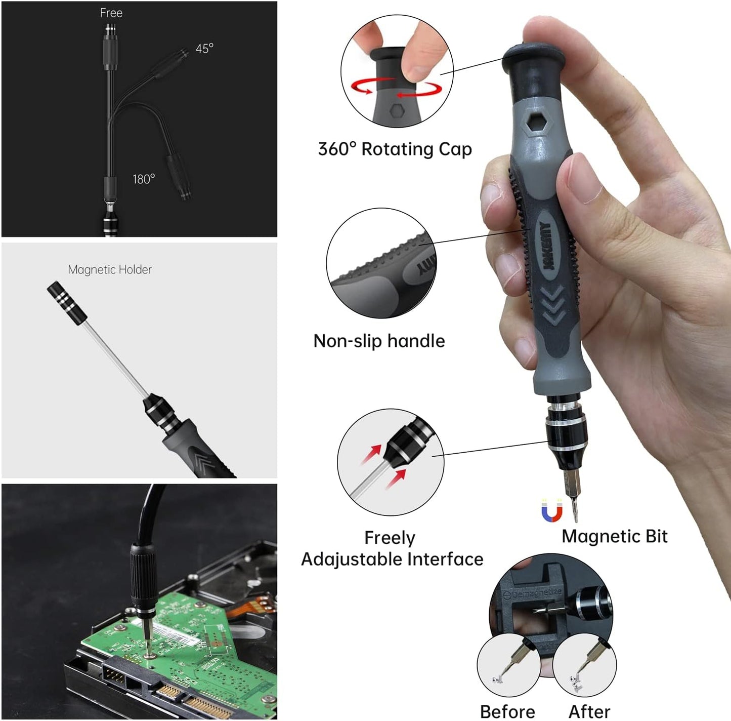 Precision Screwdriver Set, JAKEMY 142 in 1 Professional Electronics Repair Tool Multiple Screwdriver Bit Set with Working Rubber Mat for Laptop, Computer, Macbook, PC, iPhone, Phone, PS4, Xbox, Drone