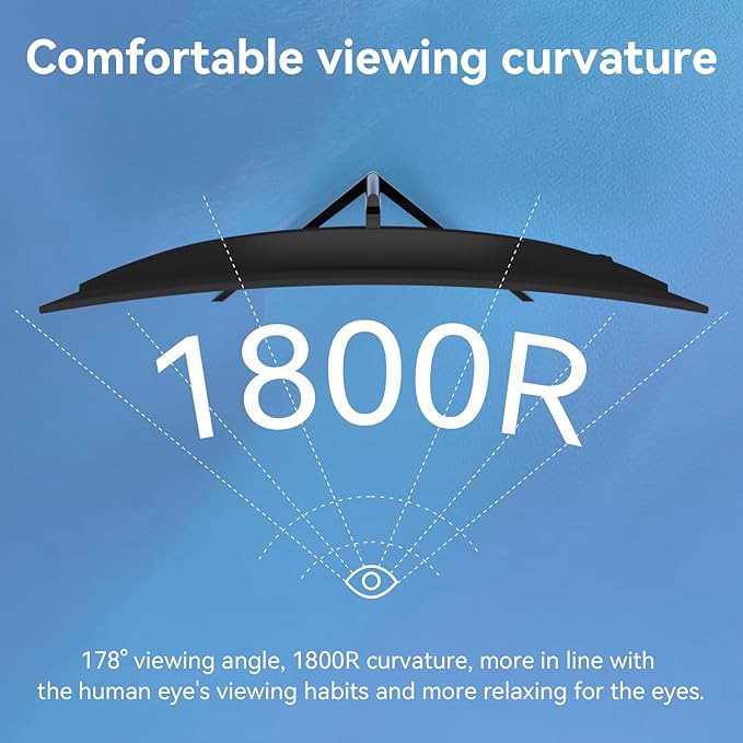 27Inch Ultrawide Curved 180Hz Gaming Computer Monitor -2K QHD(2560x1440) 1800R PC Screenr, 4000:1 Contrast Ratio, 1x Display Port, 2X HDMI ，（G27X Flex Pro）