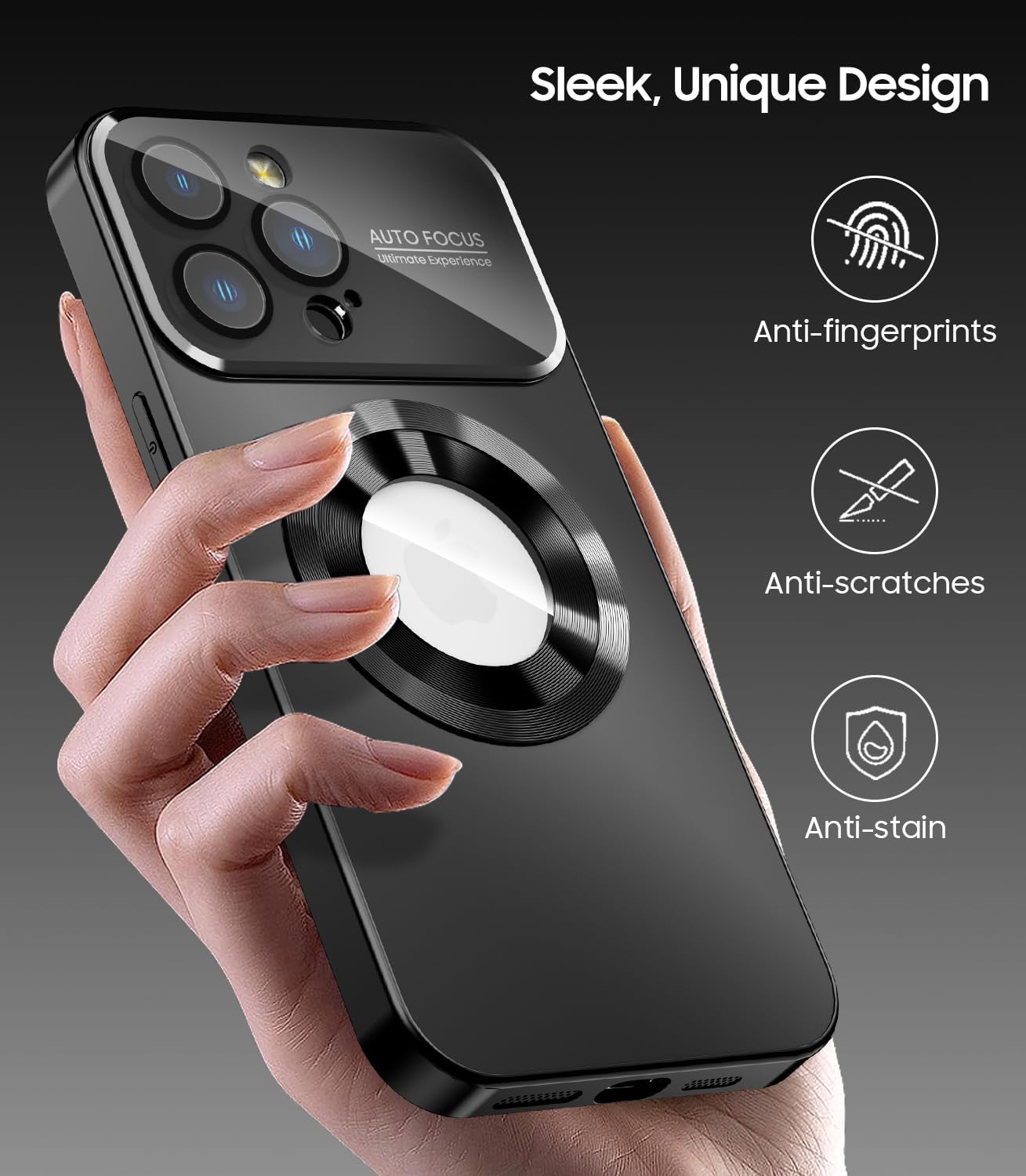 Magnetic for iPhone 14 Pro Max Case, Compatible with MagSafe, Built-in Camera Lens Protector, Logo View, Military Grade Drop Proof Phone Case Cover, Black