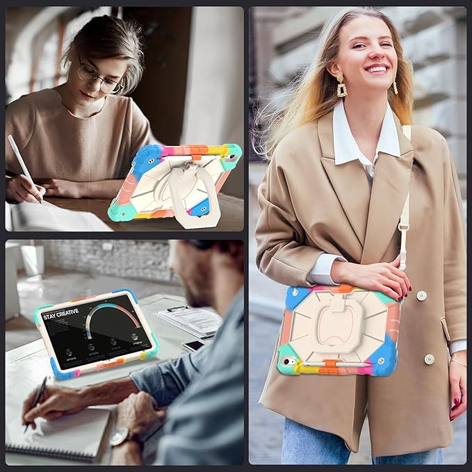 Case for iPad (A16) 11th/10th Generation 2025/2022,10th Generation i Pad Case with 360° Rotating Stand Screen,Heavy Duty Shockproof Cover for iPad 11.0/10.9 Inch C ase,Colorful