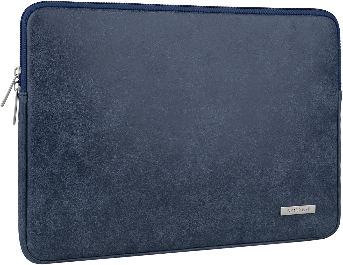 RAINYEAR 13 Inch Laptop Sleeve PU Suede Leather Case Protective Cover Water Resistant Bag Compatible with 13.3 Notebook Computer Chromebook,14" MacBook M1 M2 M3 M4,13.5 Surface Laptop(Deep Blue)