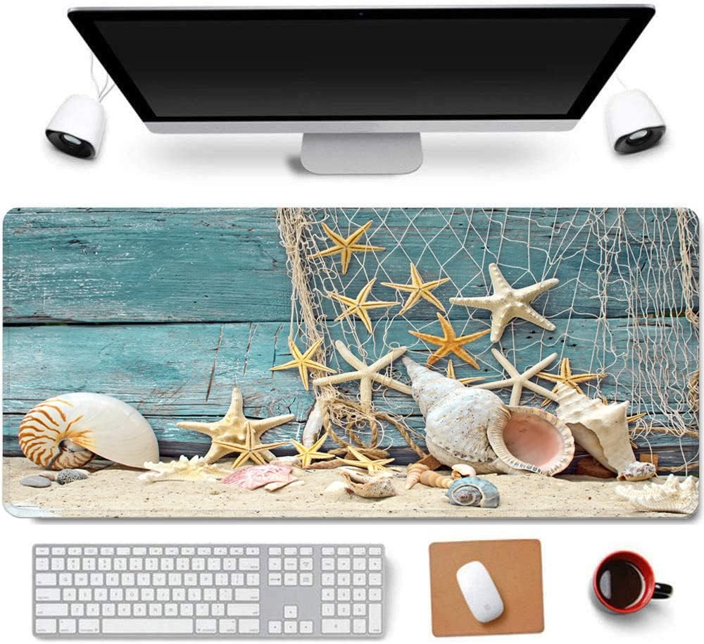 RTGGSEL 31.5x11.8 Inch Non-Slip Long Extended Large Gaming Mouse Pad with Stitched Edges XL Laptops Keyboard Mouse Mat(Starfish)