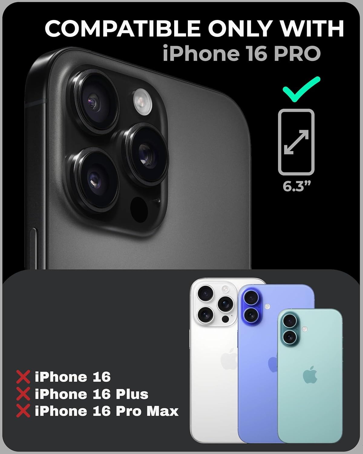 TORU CX Slim for iPhone 16 Pro Case Wallet | Protective Shockproof Heavy Duty Cover with Hidden Card Holder & Card Slot | Mirror & Wrist Strap Included - Purple