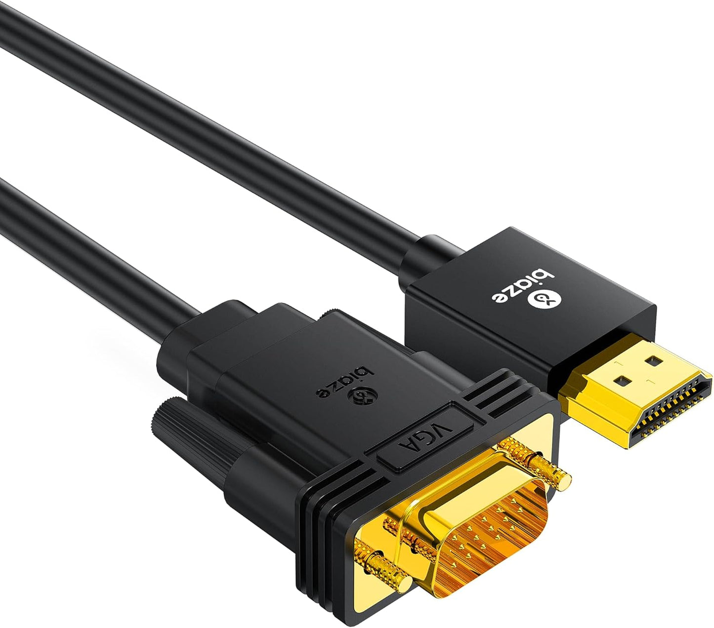 6ft HDMI to VGA Cable – 1080P HD Video Converter Cord for Laptop, TV Box, PS4, Monitor, Projector (Black, 1.8M)