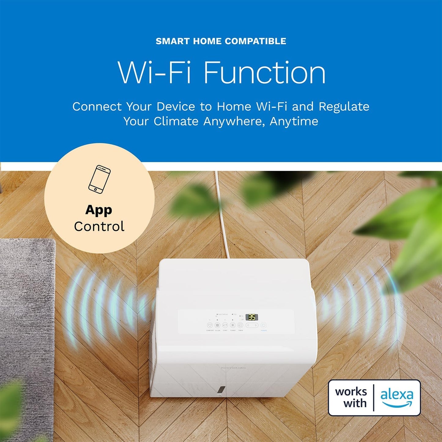 hOmeLabs 50 Pint Wi-Fi Dehumidifier with Pump for up to 7,000 Sq Ft (MAX 120 Pint at 95°F, 90% RH) – High Capacity Moisture Removal for Large Rooms, Offices, and Basements