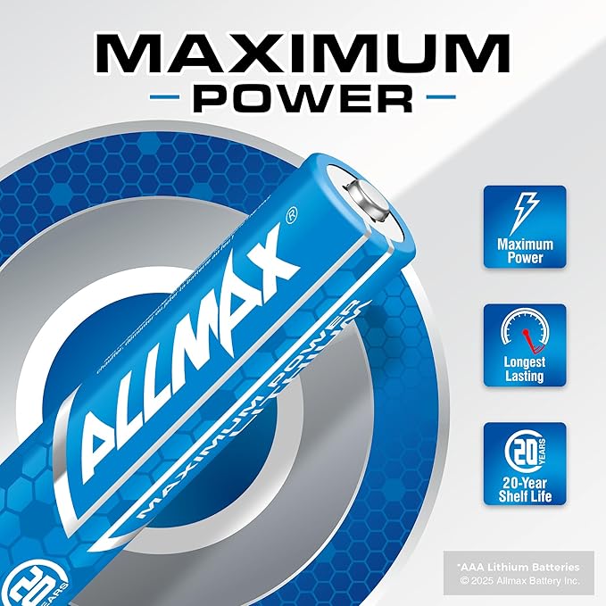 Allmax AAA Lithium Batteries (24 Count) – Longest Lasting, Leakproof, 20-Year Shelf Life, Superior Performance – 1.5V