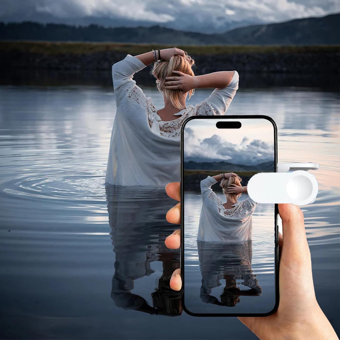 Mirror Effect Lens - Capture Stunning Reflections Instantly, Mirror for Phone to Use Back, Smartphone Camera Mirror Reflection Clip Kit, Reflection Mirror for Outdoor Travel Photography (Black)