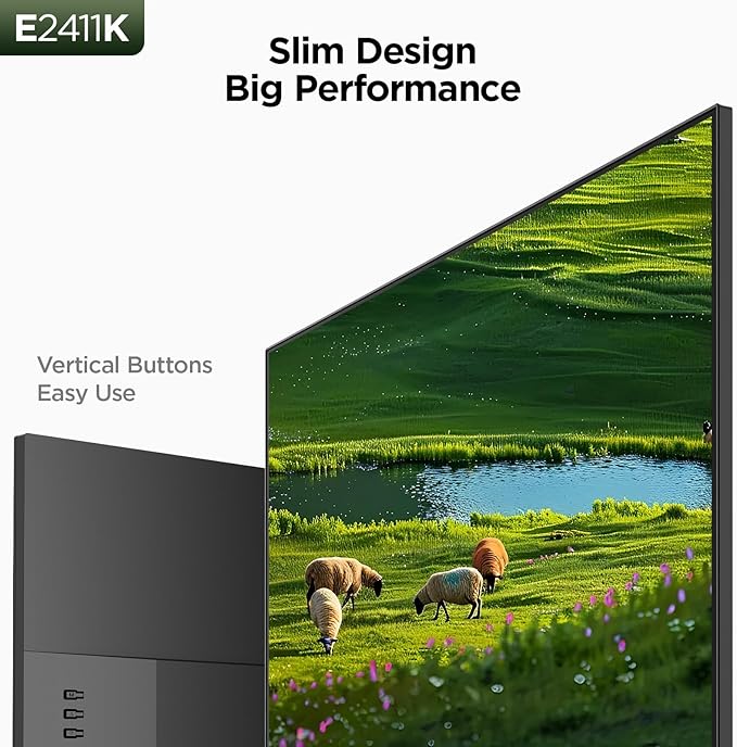 KOORUI 24 Inch 144Hz IPS Computer Monitor Full HD 1920 x 1080p Ultra-Slim Display with HDMI VGA, Adaptive Sync, 99% SRGB, VESA 100x100mm, Eye Care, Tilt, Black, E2411K