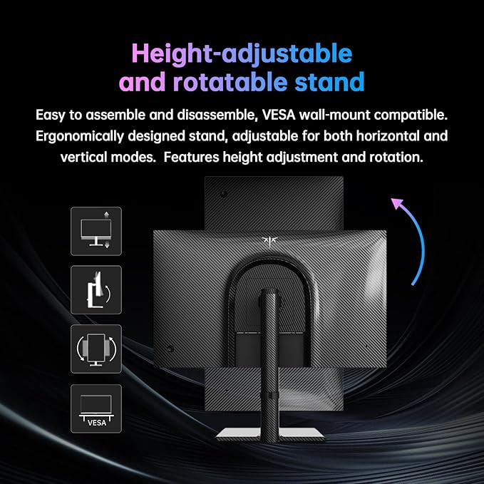 KTC 27 Inch 4K Gaming Monitor, UHD 3840x2160 160Hz Compute Monitor, Fast IPS Panel, Adaptive Sync, HDMI DisplayPort, HDR400, Height Pivot Swivel Tilt Adjustable Vertical Monitor, U27T6