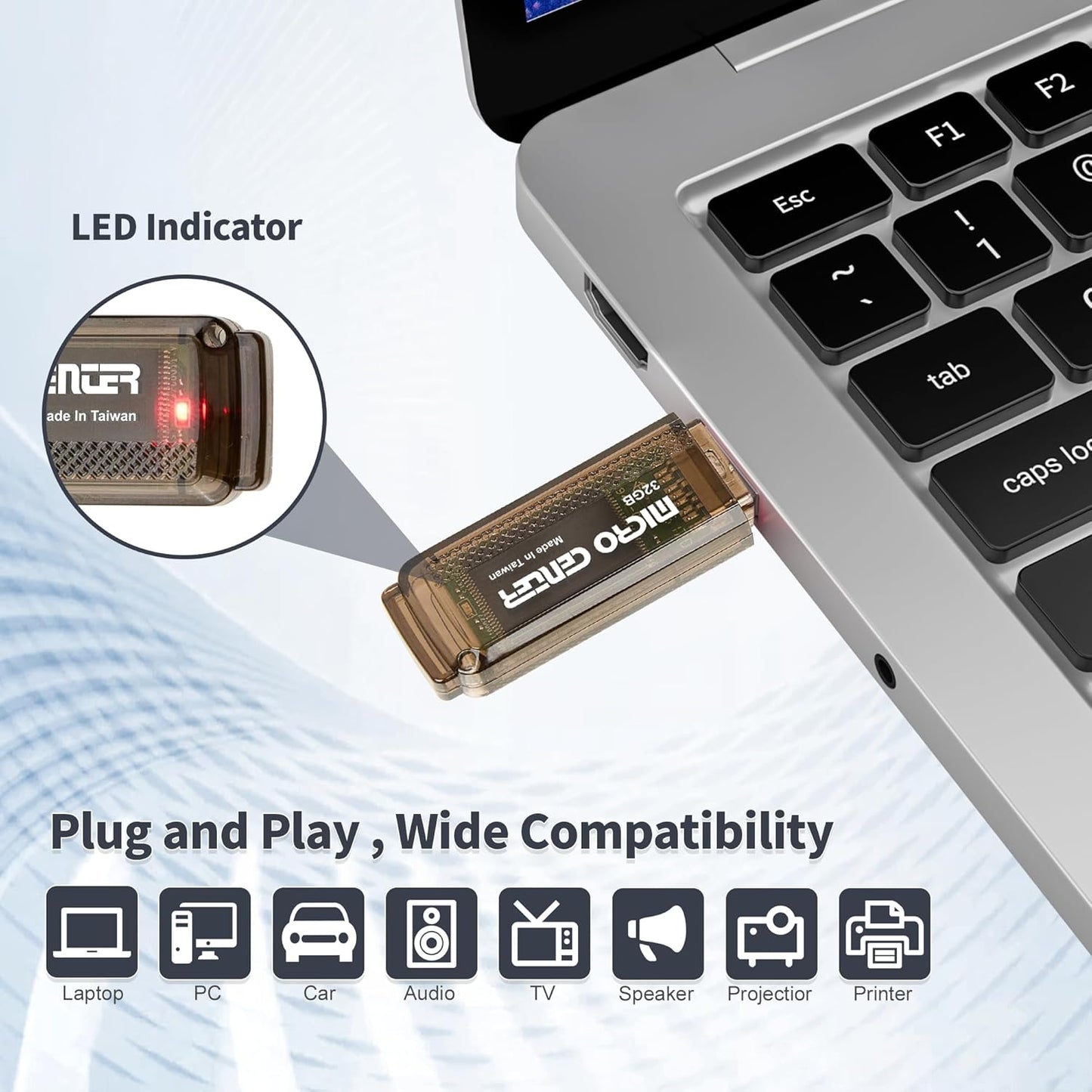 INLAND Micro Center Super Speed 20 Pack 32GB USB 3.0 Flash Drive Memory Stick Thumb Drive Data Storage Jump Drive Bulk, Much Faster Than USB2.0 Flash Drive, Brown