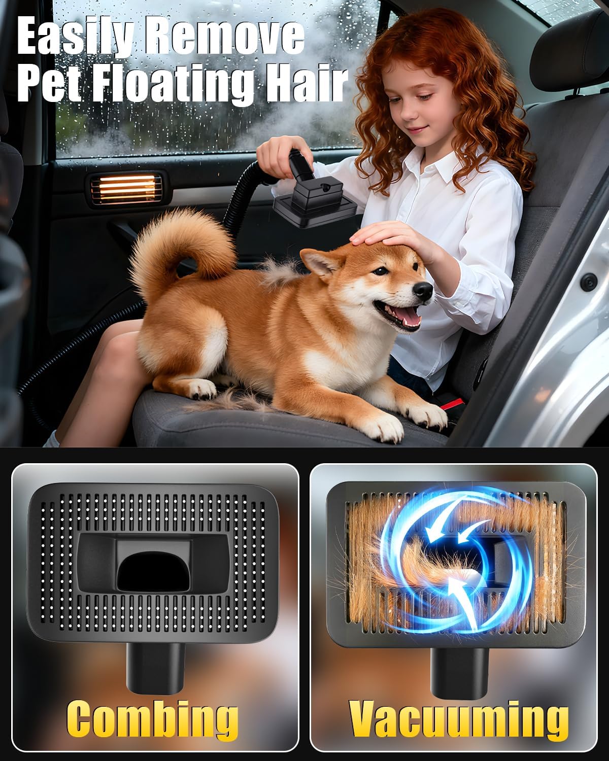 SEEDUSTRY Handheld Vacuum Cleaner Cordless, Mini Car Vacuum/Portable Pet Grooming Vacuum Cleaner, 3 Suction Modes-Up to 18000pa, 6 Blow & Suck & Deflate & Inflate Nozzles for Car, Pet, Office, Home