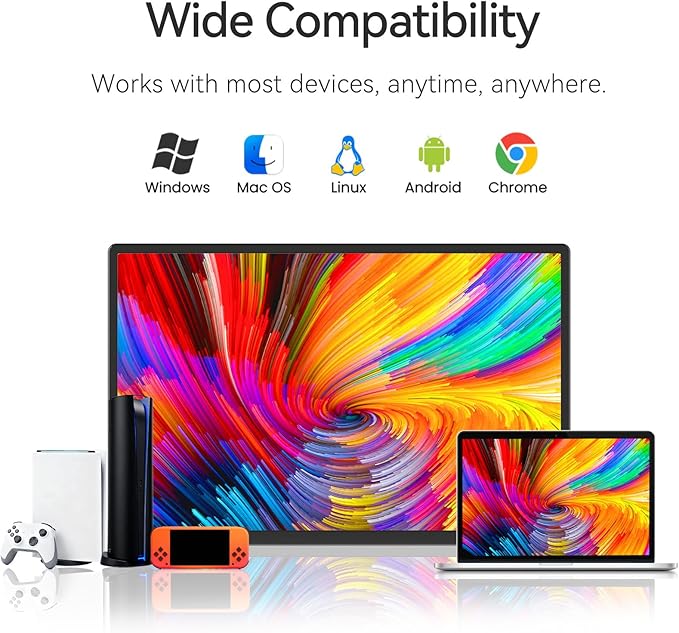 16" Portable Monitor for Laptop - 1200P FHD Laptop Screen Extender HDMI USB C HDR Travel Dual External Display with Stand Gaming Monitor for Windows MAC Computer Switch Phone Xbox PS4/5